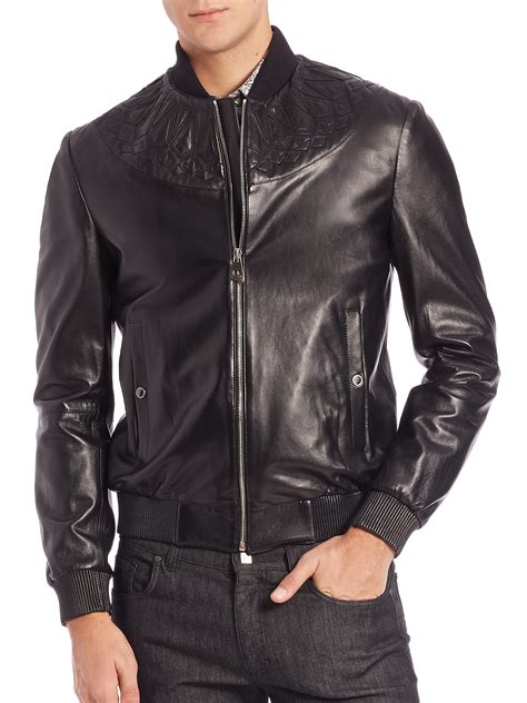 manteau versace|versace black leather jacket.